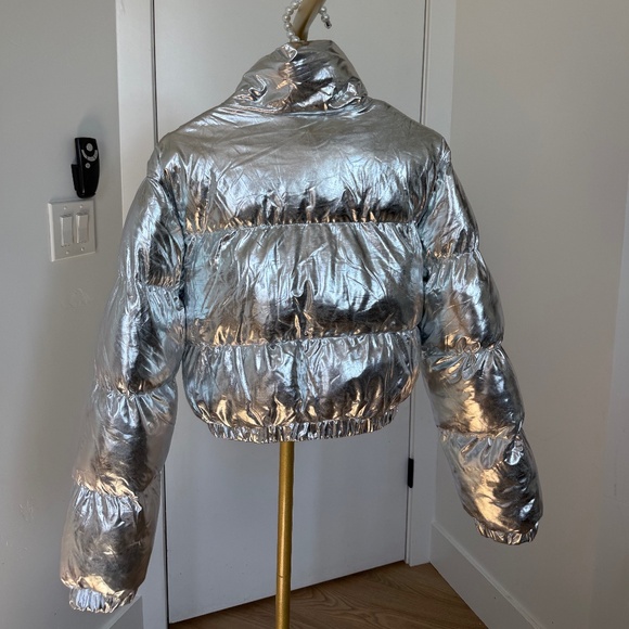 Metallic Silver Puffer Jacket - Picture 2 of 4